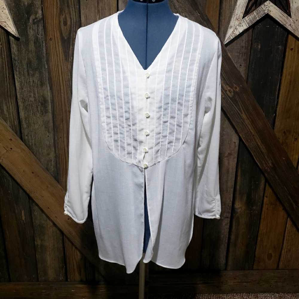 Vintage Totonko Size M White Linen Tunic Button Down